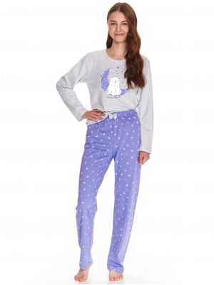 Youth cotton pajamas / home set with long sleeves and funny print on the chest for a teenage girl Taro 2786 Suzan 146-158