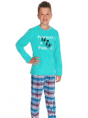 Детская хлопковая пижама для мальчика / домашний комплект с длинным рукавом и клетчатыми штанами Taro 2815 Enzo 92 - 116
