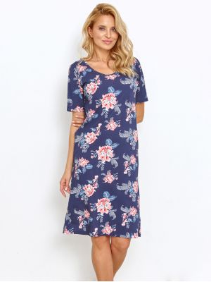 Женская хлопковая ночная сорочка / домашнее платье с ярким цветочным узором  Taro 2879 Ellie