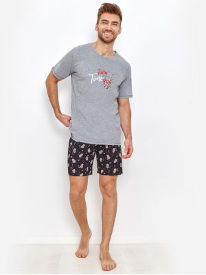 Мужская хлопковая пижама / домашний комплект с забавным принтом Taro 2893 Relax