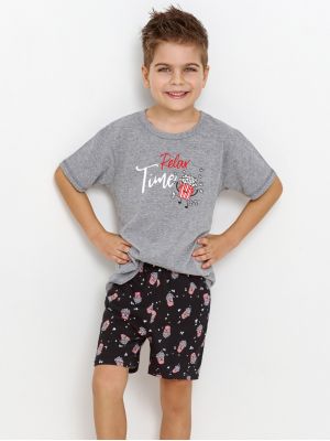 На картинке изображено - Детская хлопковая пижама / домашний комплект для мальчика: футболка и шорты с принтом Taro 2897 Relax 92-116 | фото 1