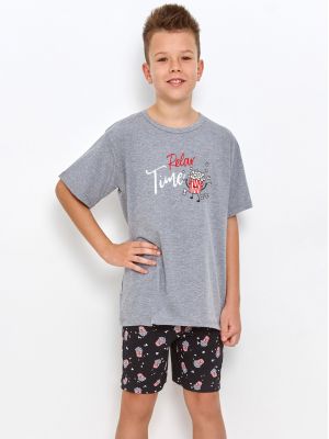 Детская хлопковая пижама / домашний комплект для мальчика подростка: футболка и шорты с принтом Taro 2899 Relax 146-158