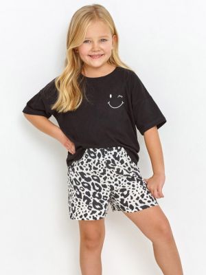 Детская хлопковая пижама / домашний комплект для маленькой девочки с принтом на футболке и узорчатыми шортами Taro 2910 Sophie 92-116