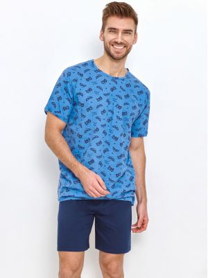 Мужская хлопковая пижама / домашний комплект: узорчатая футболка и однотонные шорты Taro 2936 William