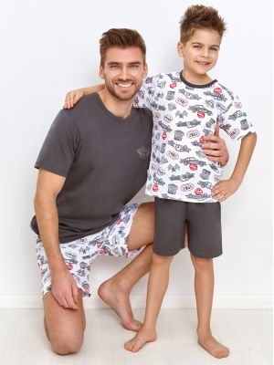 Детская хлопковая пижама / домашний комплект для маленького мальчика: футболка с принтом и однотонные шорты Taro 2945 William 86-116