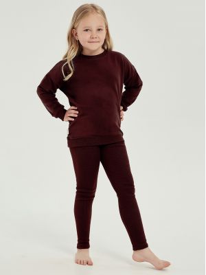 На картинке изображено - Детская пижама / домашний комплект из мягкого хлопка: кофта с длинными рукавами и леггинсы в рубчик Taro 3051 Selena | фото 1