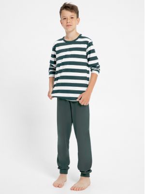 На картинці зображено - Дитяча бавовняна піжама / домашній комплект для хлопчика підлітка: кофта в смужку та однотонні штани Taro 3088 Blake 146-158 | фото 1