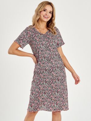 На картинке изображено - Ночная рубашка женская удлинённая / домашнее платье из нежного хлопка с ярким цветочным принтом Taro Amara 3094 | фото 1
