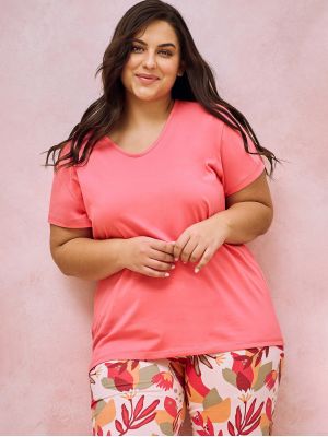 Женская пижама / комплект для дома и сна из плотного хлопка больших размеров: футболка и капри Taro Tessa 3154 4XL-6XL