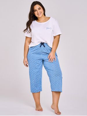 Женская пижама / домашний комплект из качественного хлопка: однотонная футболка и штаны с узором Taro 3162 Leona 2XL-3XL