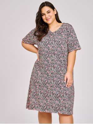 На картинці зображено - Нічна сорочка жіноча подовжена / домашня сукня великих розмірів з яскравим квітковим принтом Taro Amara 3170 2XL-3XL | фото 1