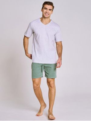 Пижама для мужчин / удобный домашний комплект из качественного меланжевого хлопка: футболка и шорты с карманами Taro 3182 Kieran M-2XL