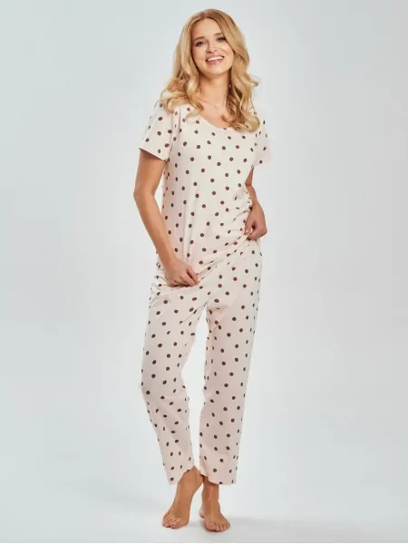 Women's Polka Dot Cotton Pyjama Set with 7/8 Trousers Taro 3530 Nita