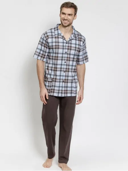Men's Button-Up Checkered Pyjama Set Taro 3579 Alexander