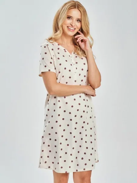 Women's Button-Up Cotton Nightgown Taro 3529 Nita