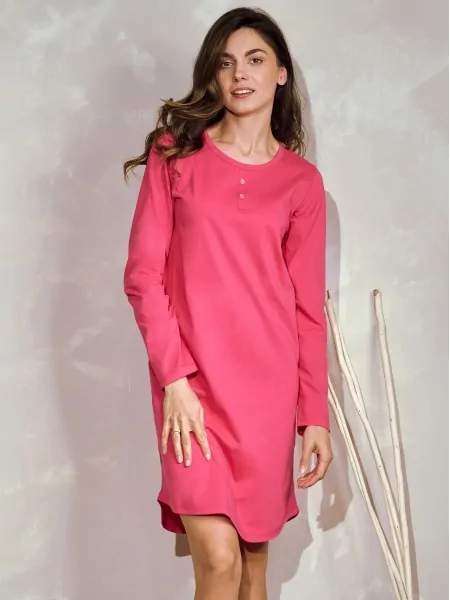 Women's Solid Fuchsia Long Sleeve Nightgown Taro Daphne 3223 S-XL