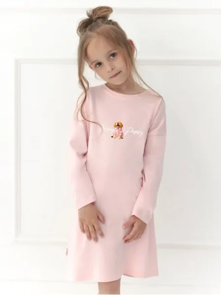 На картинці зображено - Нічна сорочка для дівчаток Taro 3651 Vivi 104-140 - рожева з довгим рукавом | фото 1