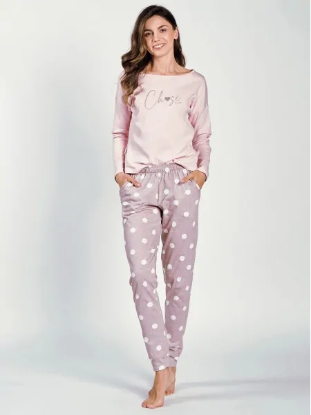 Women's Cotton Pajama Set in Soft Colors with Pockets Taro Libby 3214 S-XL