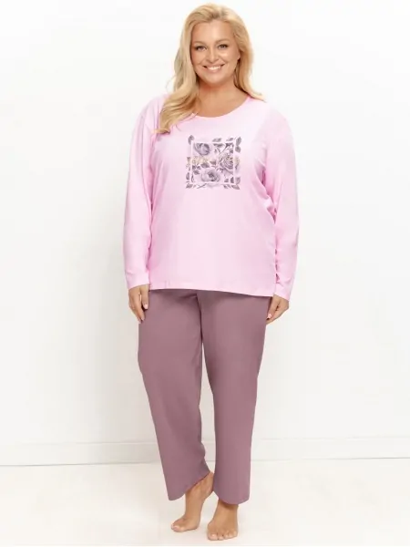 На картинці зображено - Жіноча піжама Taro 3657 Solene 2XL-4XL, довгий рукав, квітковий принт  | фото 1