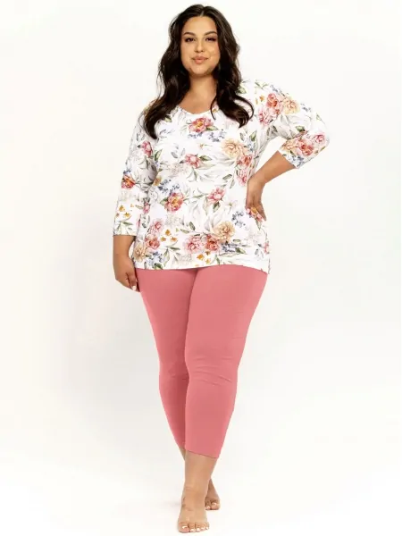 Жіноча піжама з ніжної бавовни з рукавами та брюками 3/4 Taro Louisa 3262 2XL-3XL