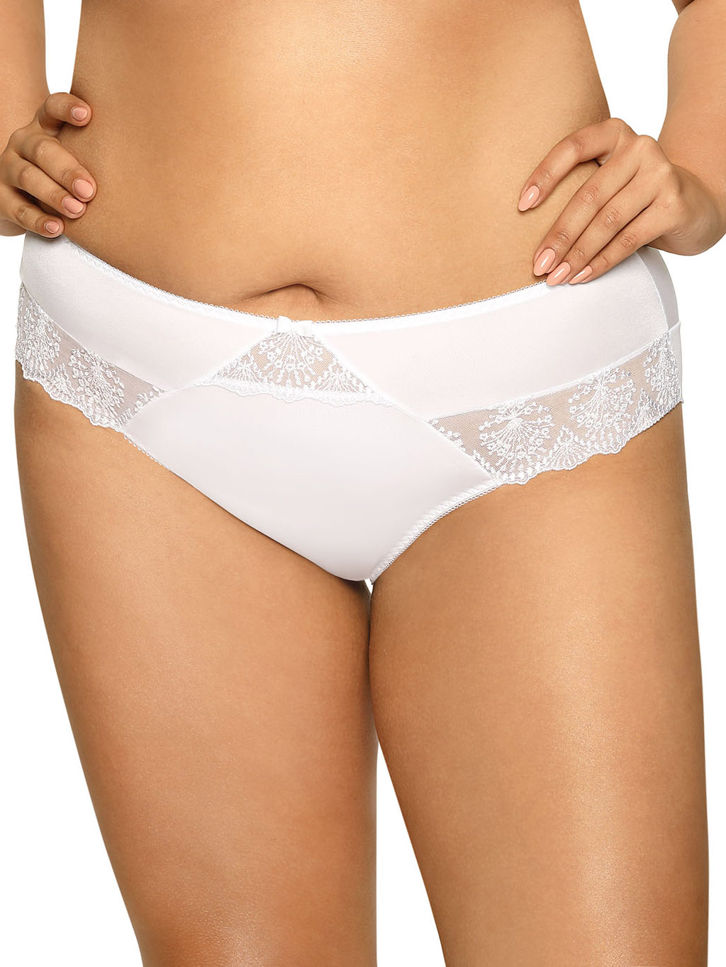 Women's white slip panties with delicate lace Ava 1922 Freesia White