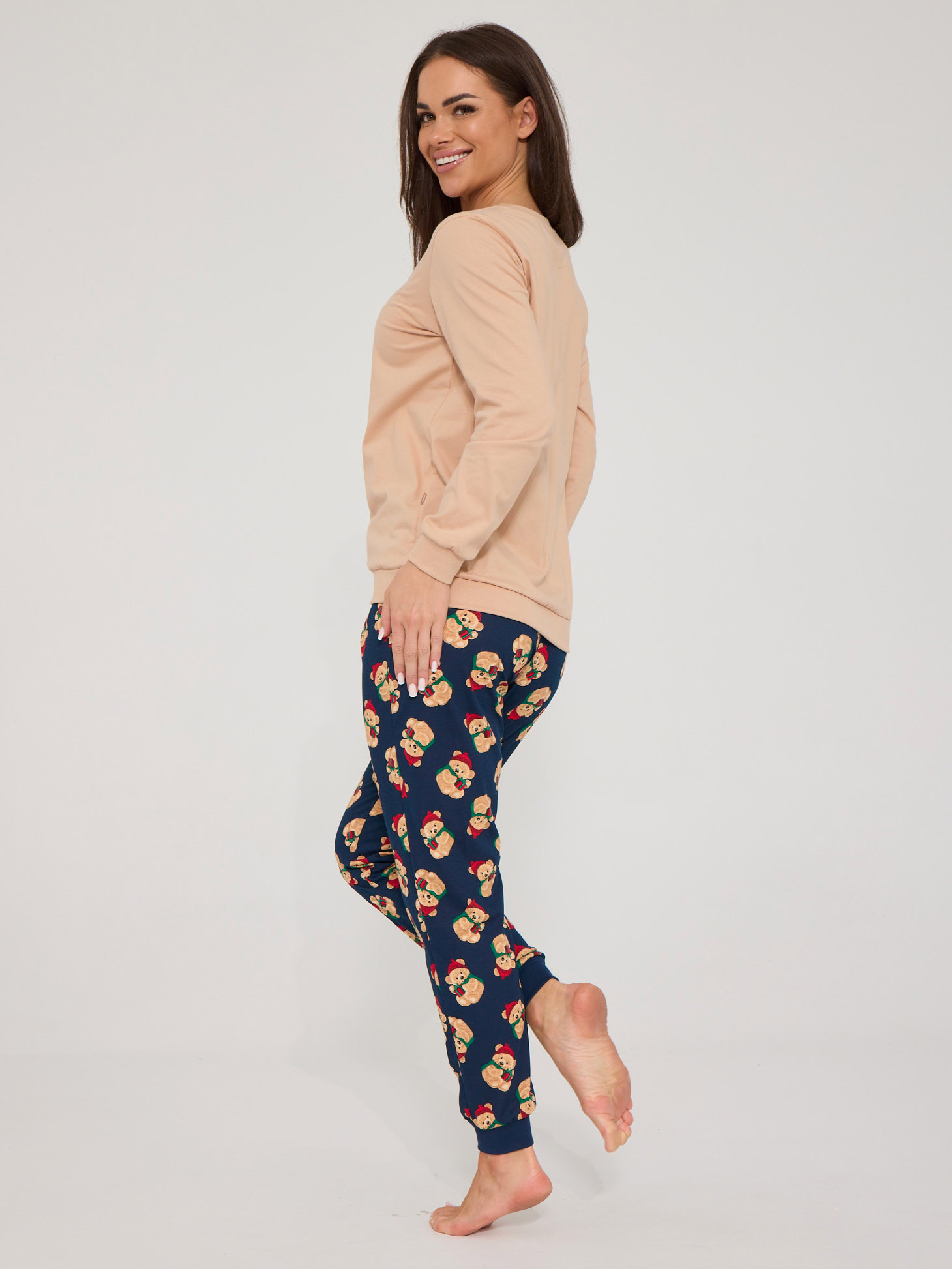 Cornette Gift Time DR 671/479 Women's Pajama Set - Bear-Print Top with Joggers, Beige #2 Cornette Gift Time DR 671/479 Women's Pajama Set - Bear-Print Top with Joggers, Beige #2