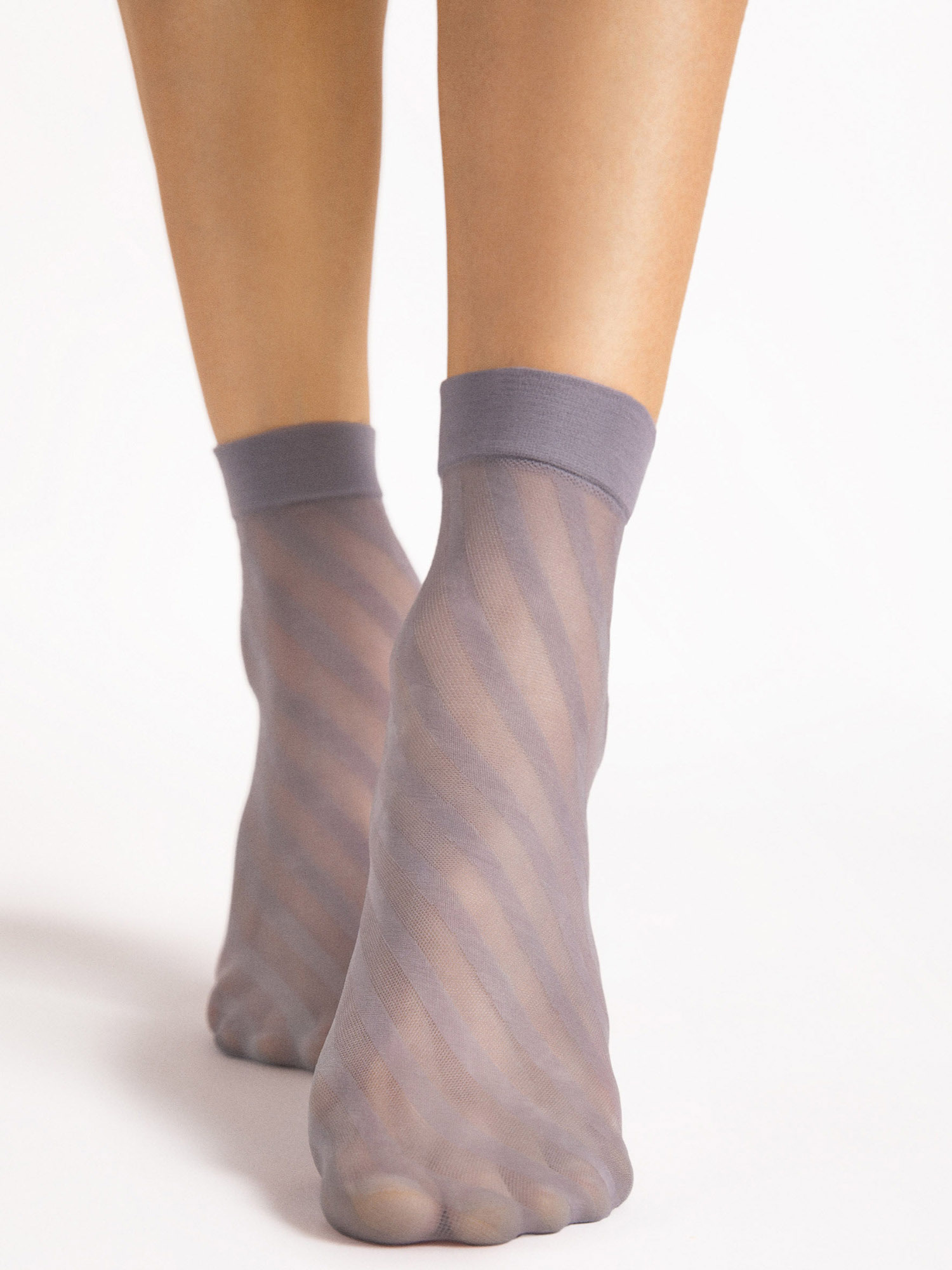 Fiore Riga 20 DEN Women's Socks, Diagonal Stripes, Sheer, Black #4 Fiore Riga 20 DEN Women's Socks, Diagonal Stripes, Sheer, Black #4