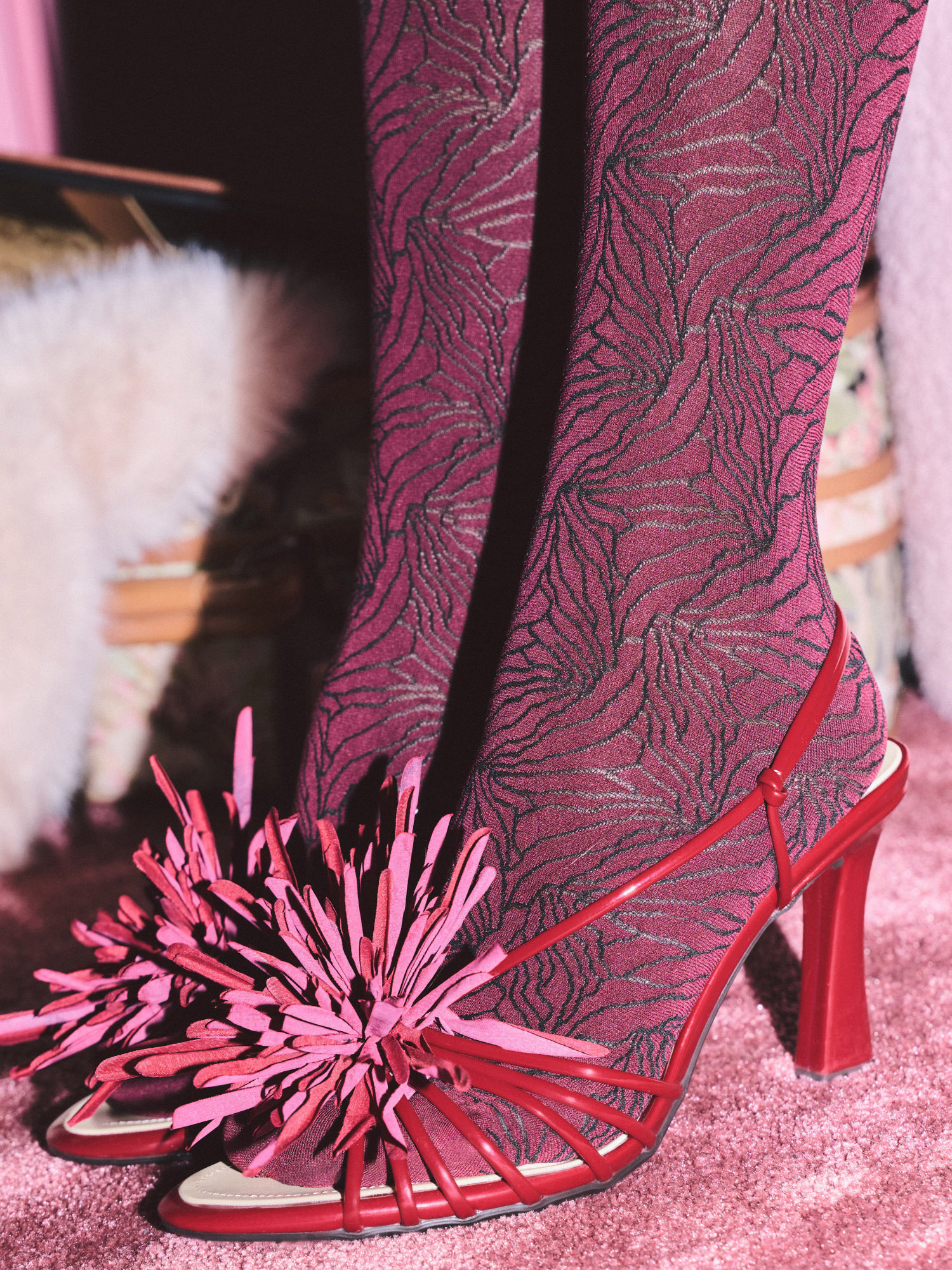 Gabriella Velora 40 DEN Coloured Tights, Botanical Pattern Gabriella Velora 40 DEN Coloured Tights, Botanical Pattern
