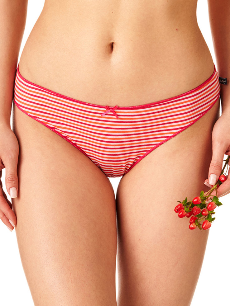 Women's striped cotton mini bikini panty set (2 pieces) Key LPR 331 B22