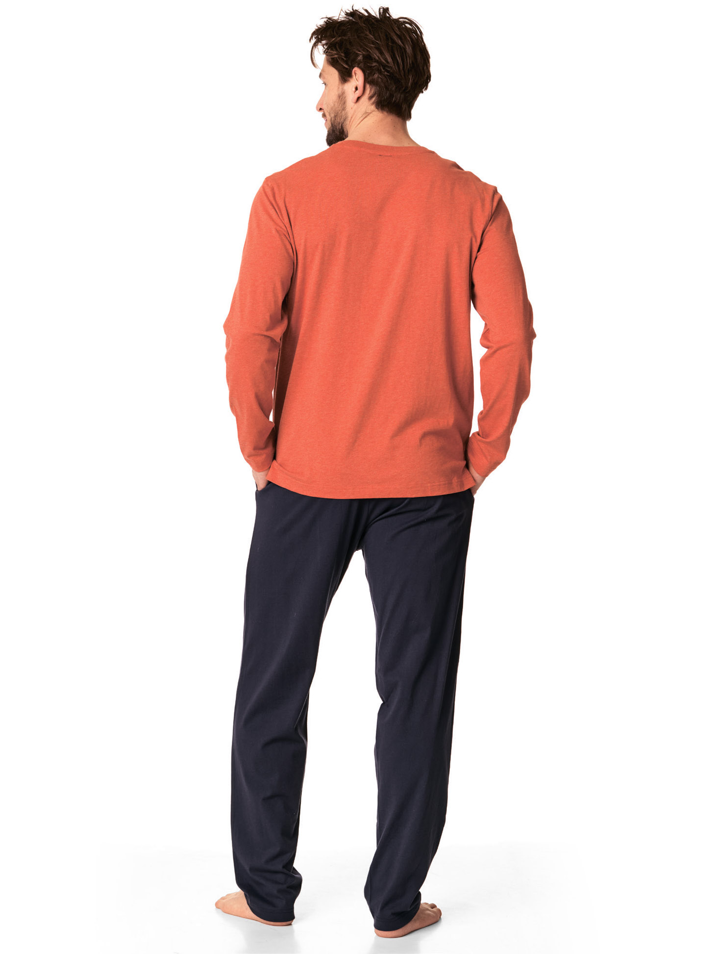 Men's warm cotton pajamas / long sleeve home set Key MNS 860 B22 #2