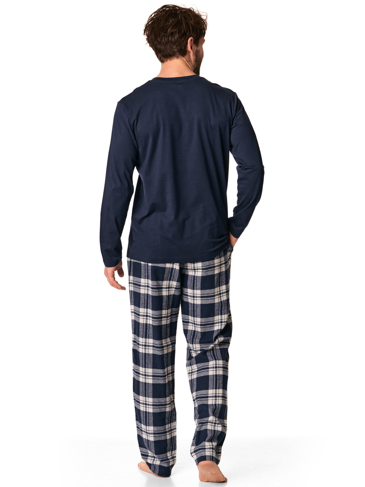 Men's cotton pajamas / home set with jersey top and flannel pants Key MNS 863 B22 3XL-4XL #4