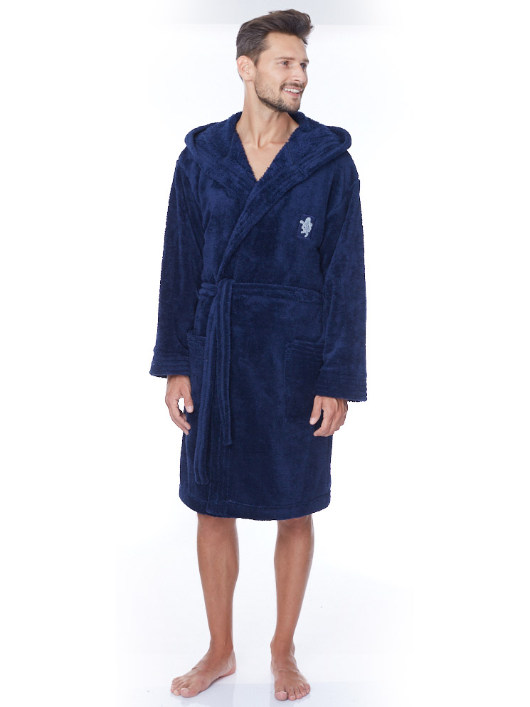 Men's warm terry bathrobe with a hood L&L Bruce #6