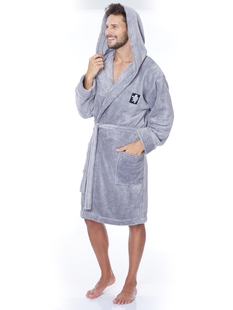 Men's warm terry bathrobe with a hood L&L Bruce #4