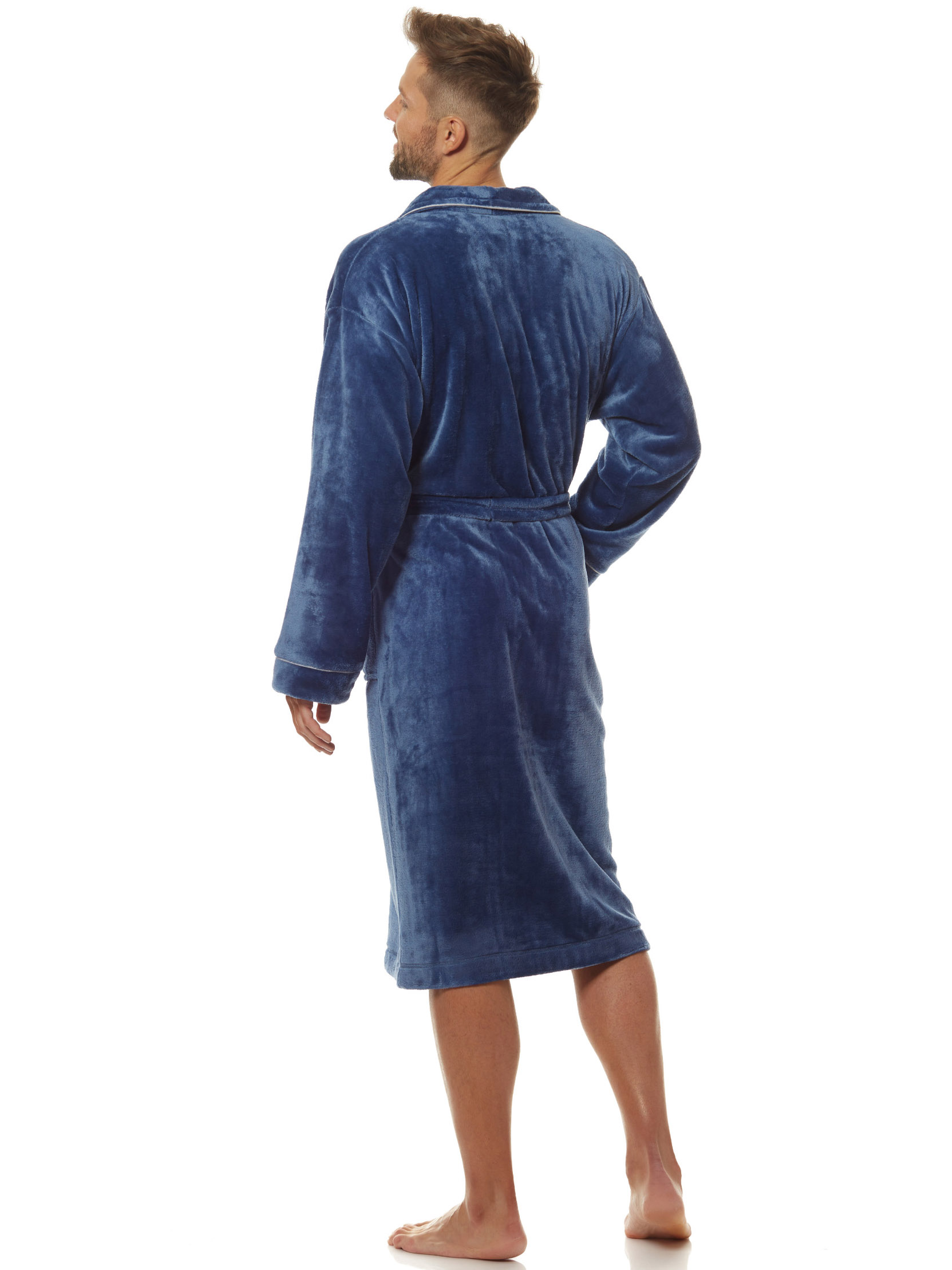 Long men's warm velor bathrobe with a collar L&L 2111 Luca #7