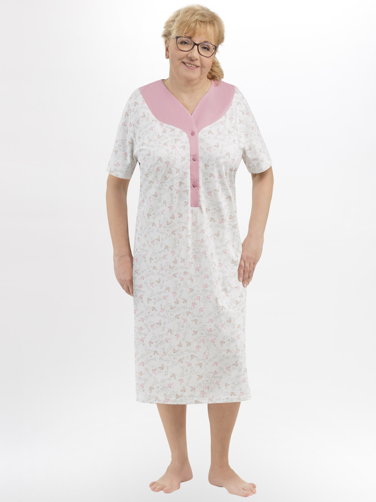 Women's nightgown with a contrasting neckline Martel 209 Halina