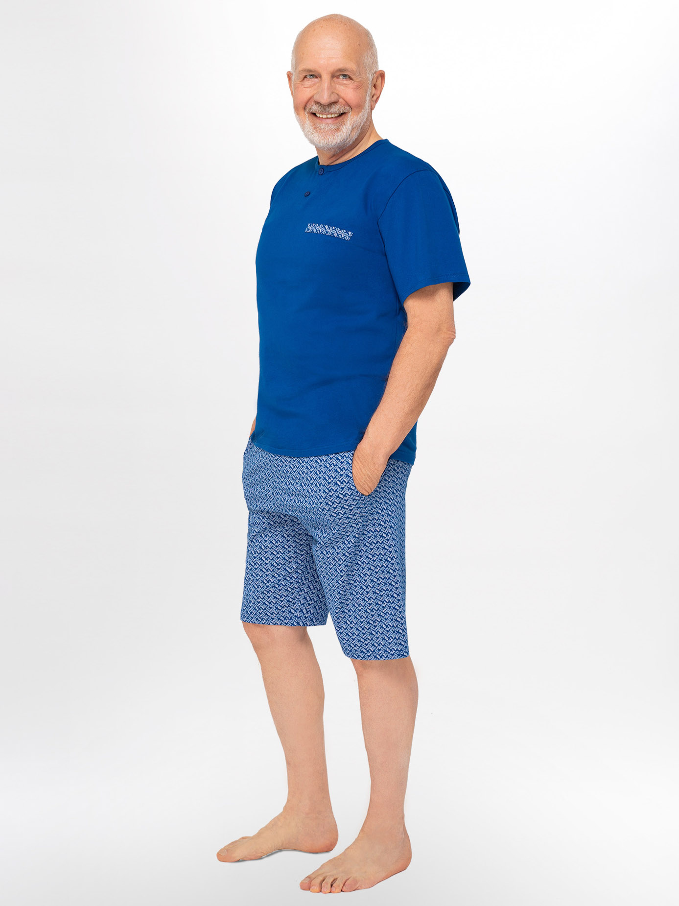 Мужская летняя хлопковая пижама / домашний комплект с шортами и геометрическим узором Martel 411 Eryk #2