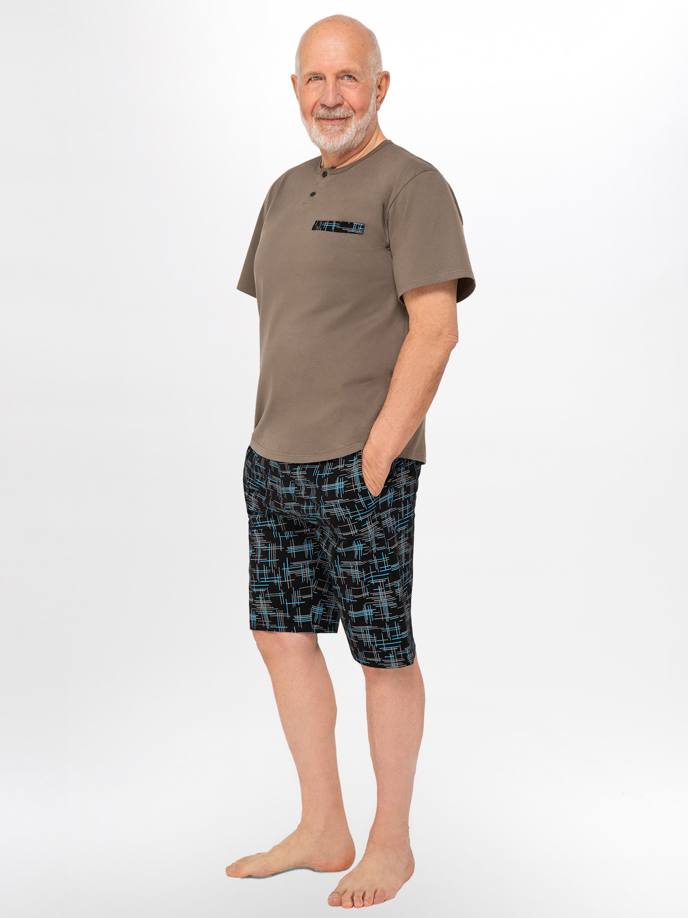 Мужская летняя хлопковая пижама / домашний комплект с шортами и геометрическим узором Martel 411 Eryk #1
