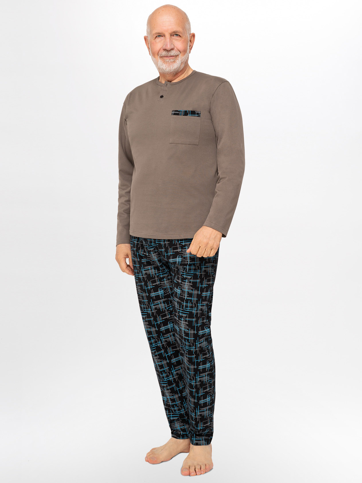 Мужская хлопковая пижама / домашний комплект с геометрическим узором Martel 412 Marcel