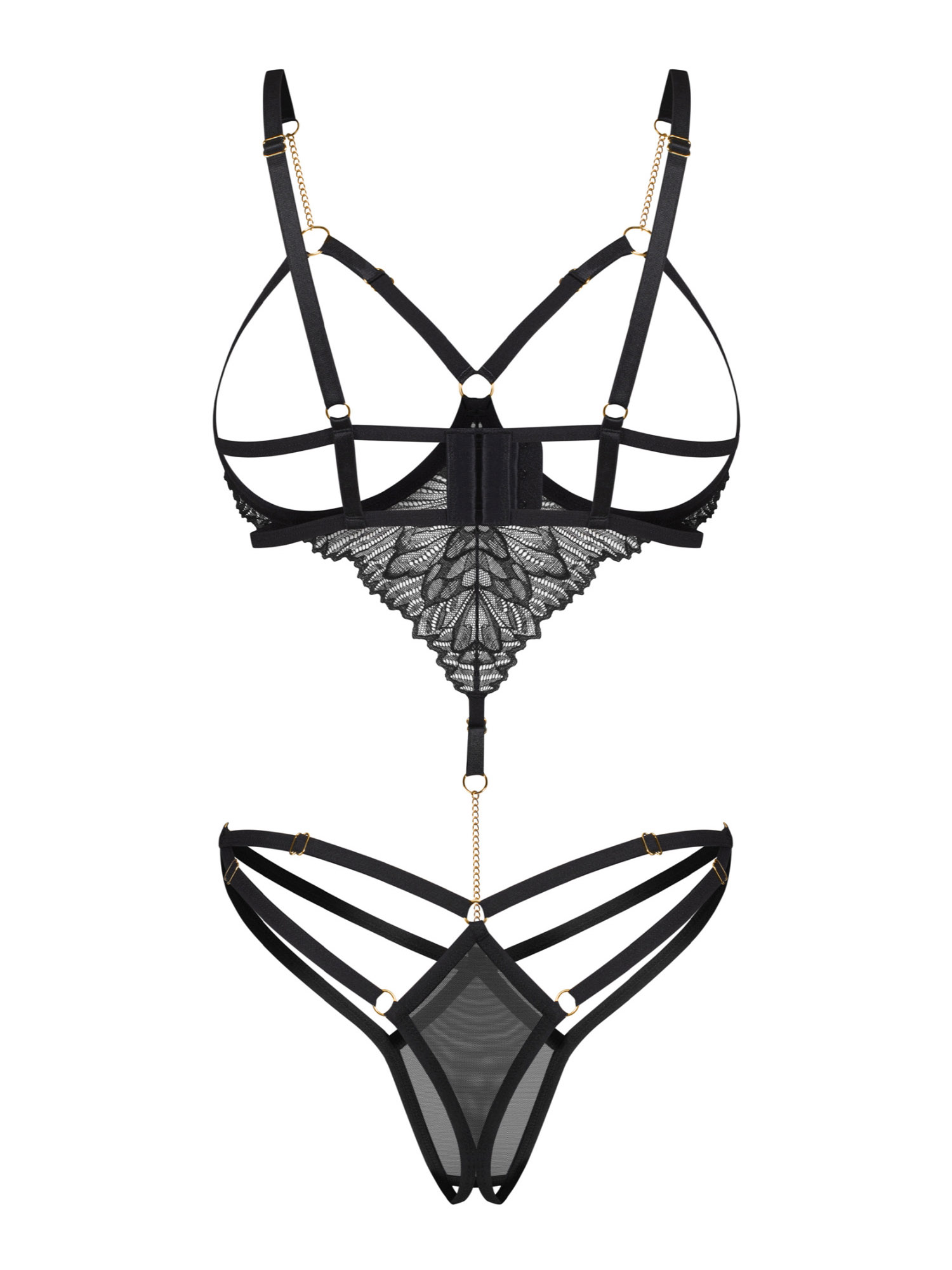 Боді Obsessive Matildea Black з відкритими чашечками і відкритим кроком, ланцюжки, мереживо #4 Боді Obsessive Matildea Black з відкритими чашечками і відкритим кроком, ланцюжки, мереживо #4