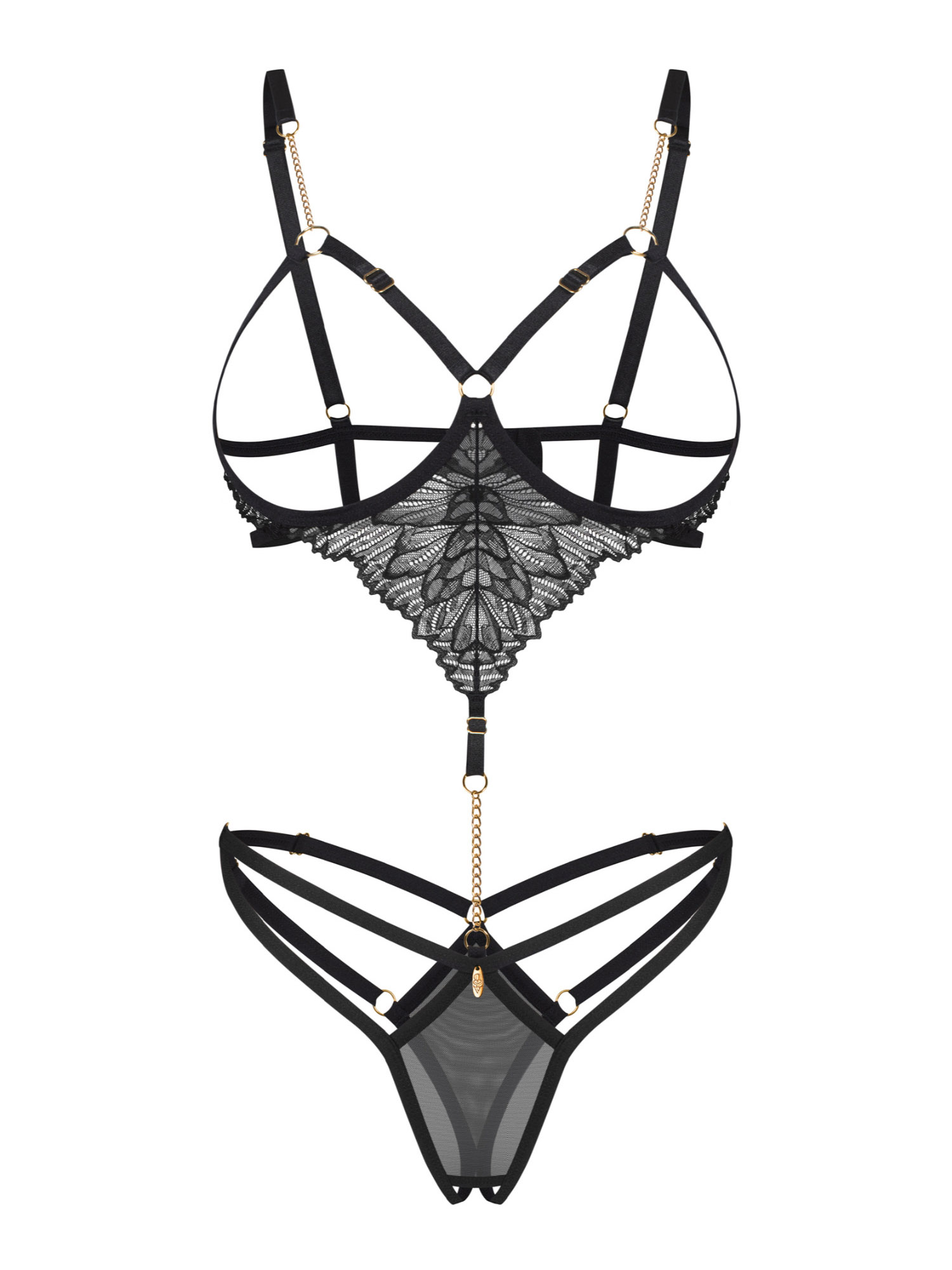 Боді Obsessive Matildea Black з відкритими чашечками і відкритим кроком, ланцюжки, мереживо #3 Боді Obsessive Matildea Black з відкритими чашечками і відкритим кроком, ланцюжки, мереживо #3