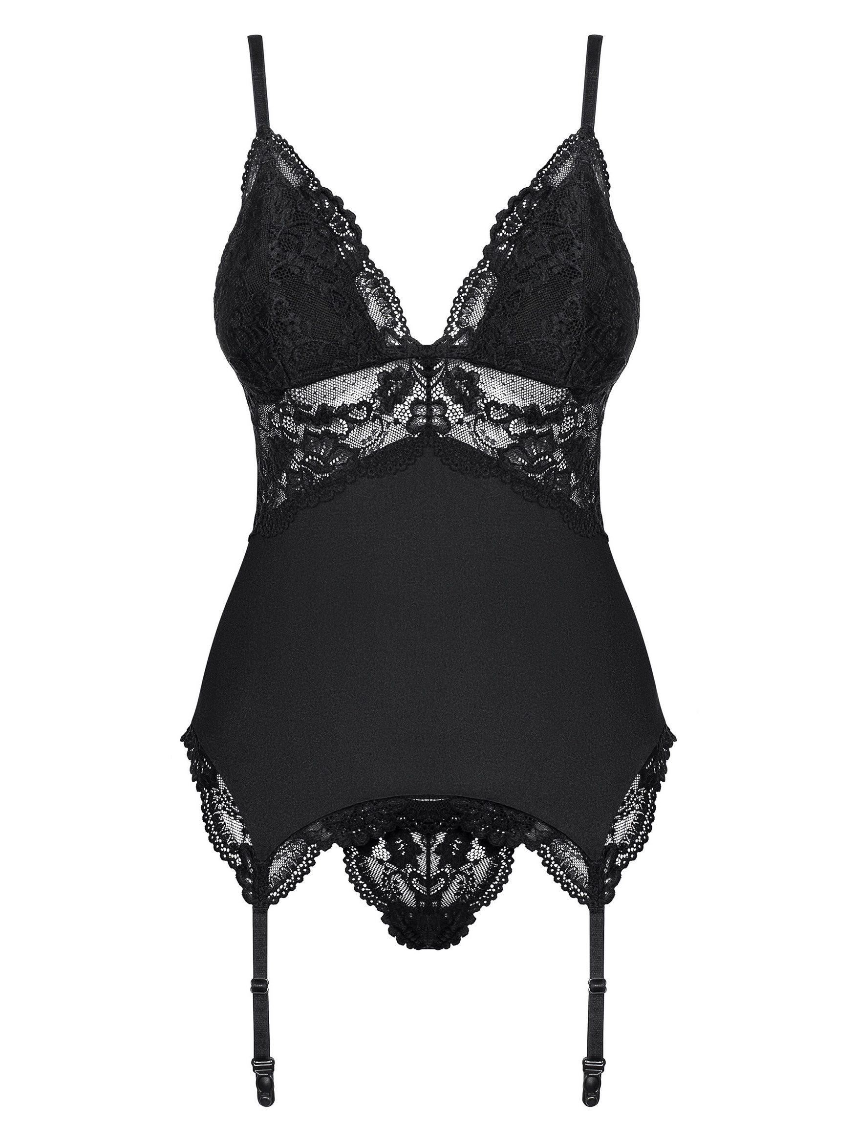 Black lace corset and thong panties Obsessive 810-COR-1 #4