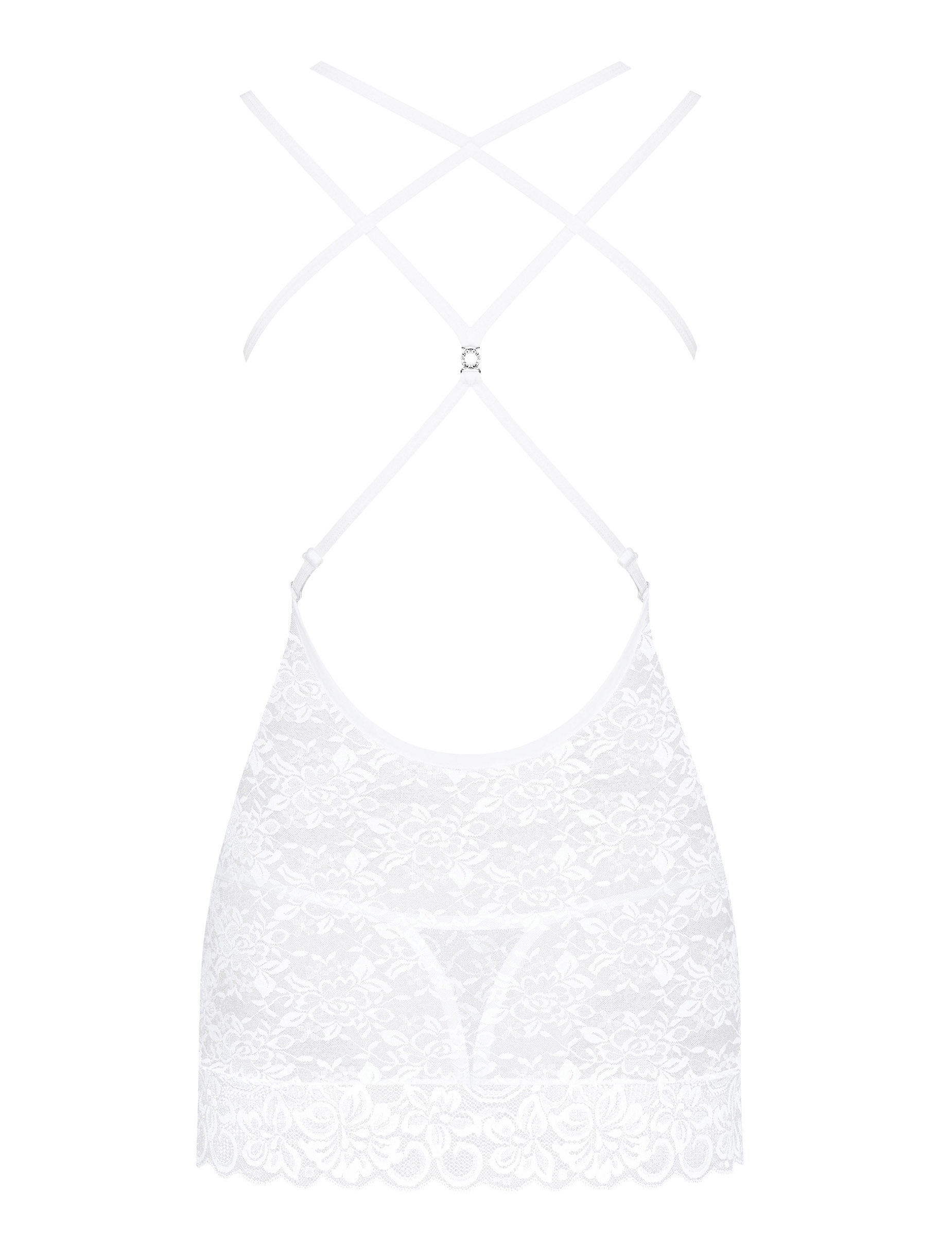 Женская белая кружевная сорочка с открытой спиной Obsessive 860-CHE-2 #6