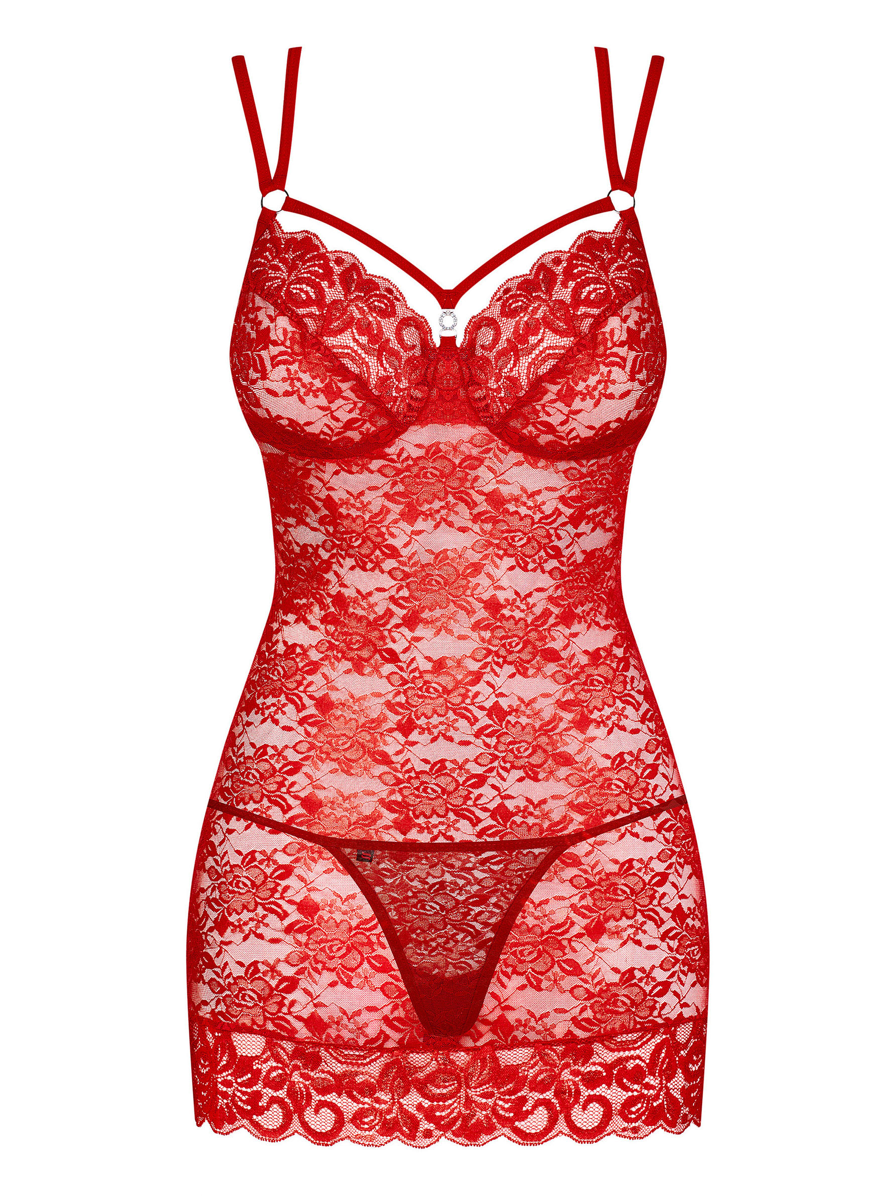 Women's red chemise & thong Obsessive 860-CHE-3 #5