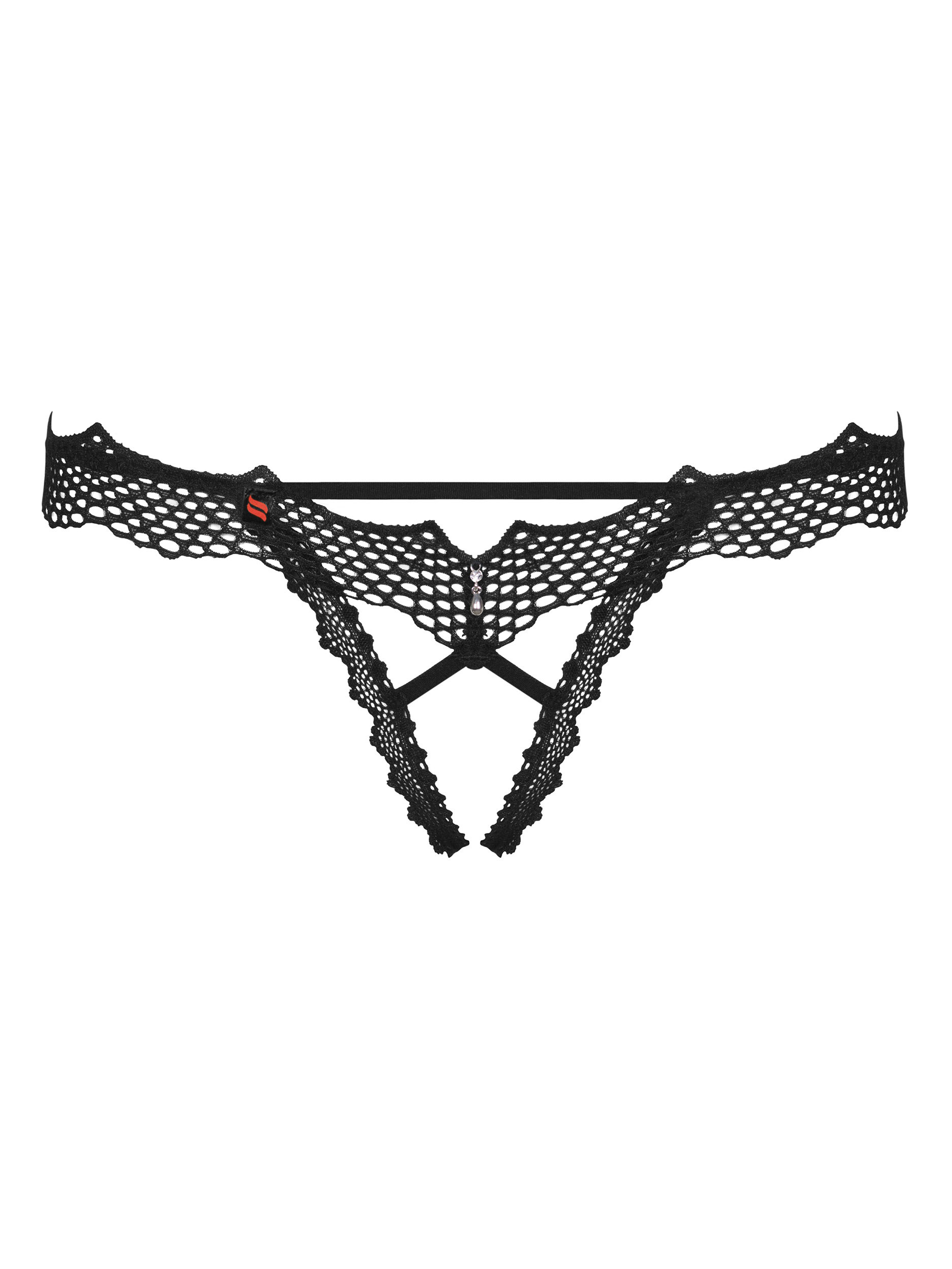 Erotic open black lace thong Obsessive Bravelle #5