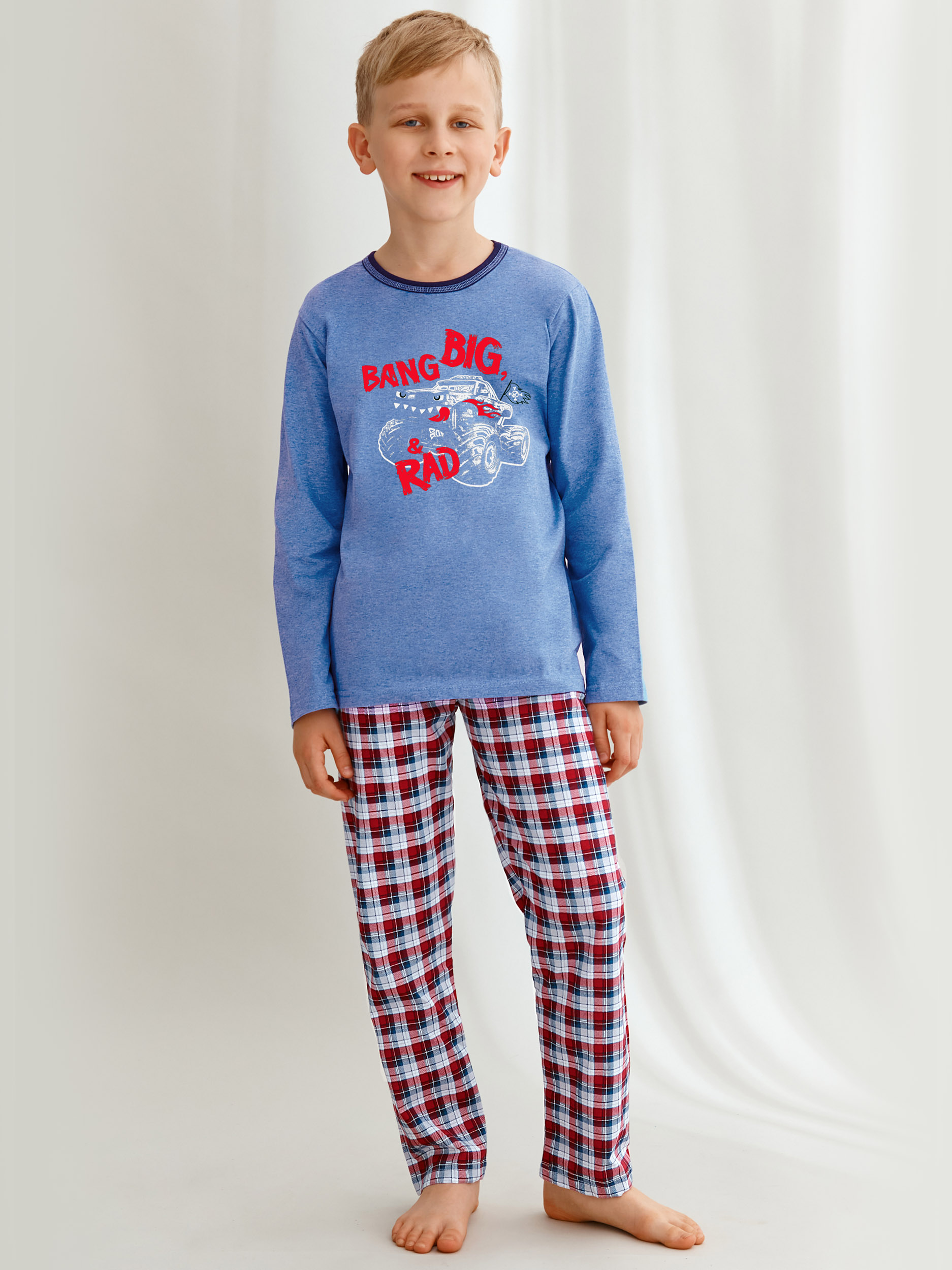 Taro 2650 Mario Pajamas with Plaid Pants for Boys #2