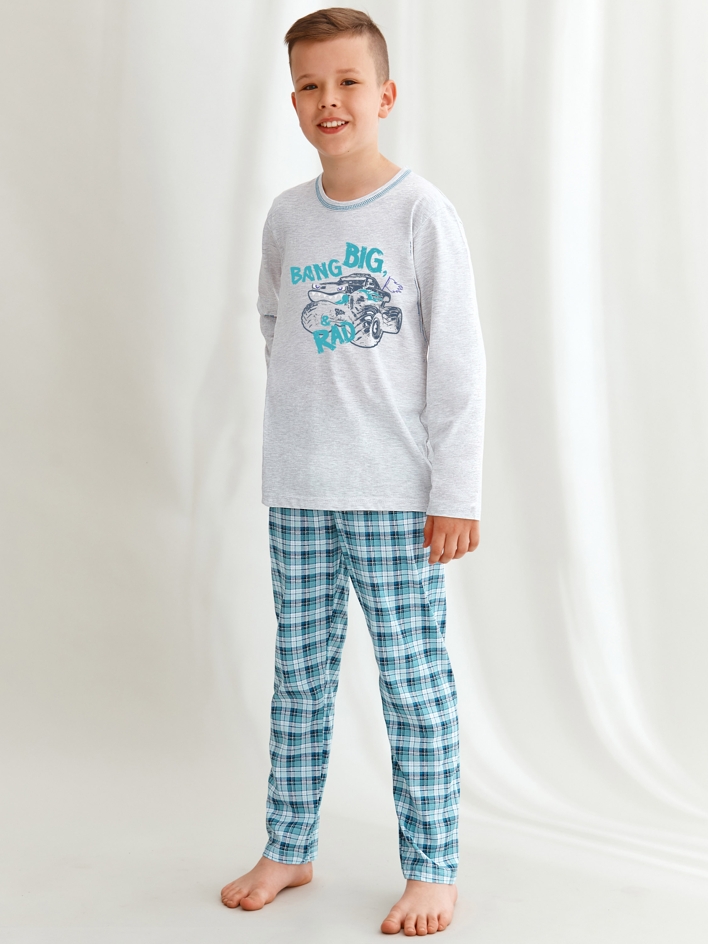 Taro 2650 Mario Pajamas with Plaid Pants for Boys #1
