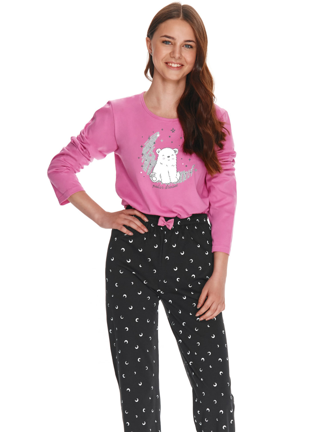 Youth cotton pajamas / home set with long sleeves and funny print on the chest for a teenage girl Taro 2786 Suzan 146-158 #2