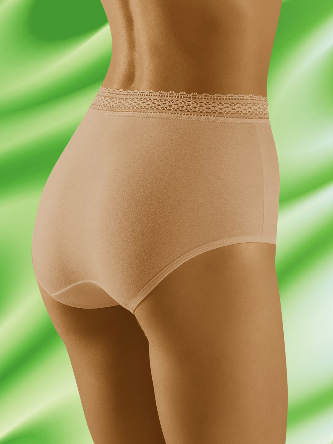 Wolbar Eco-Go Women's Cotton Maxi Panties with Lace Waist / Elastic Waistband #2